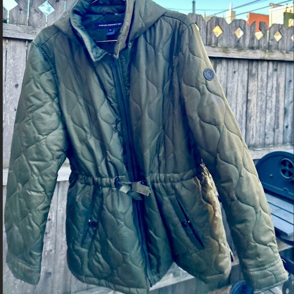 French Connection Quilted jacket, barn coat, Removable Hood, Lite Parka - Picture 1 of 7